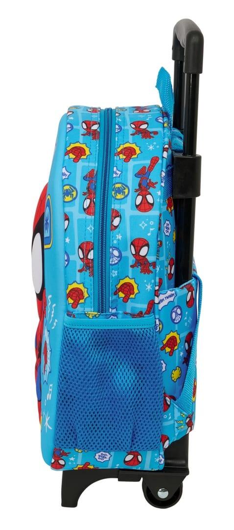 Sac à dos scolaire Spidey pour enfants avec roulettes et porte-bouteille, bleu 3/3