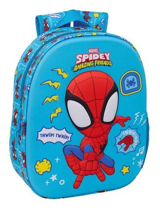 Sac à dos scolaire Spidey pour enfants avec roulettes et porte-bouteille, bleu