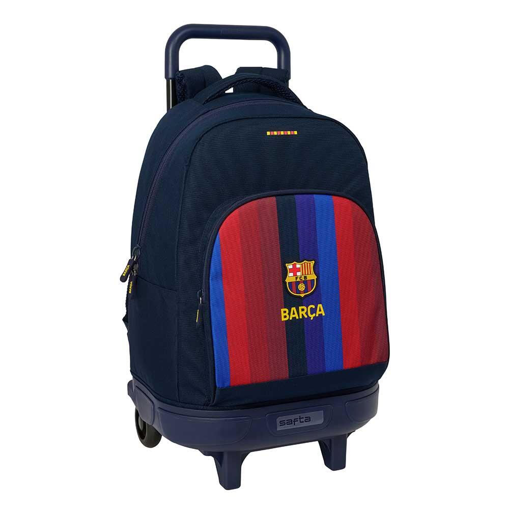 Sac à Dos Scolaire à Roulettes FC Barcelone – Collection Officielle – 47x32x26 Cm, Polyester, Bretelles Ajustables – Cadeau Fan