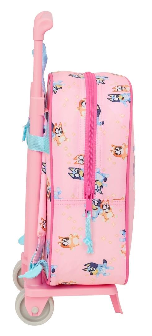 Mochila escolar infantil Bluey Dance com rodas e alça telescópica, rosa. 3/3