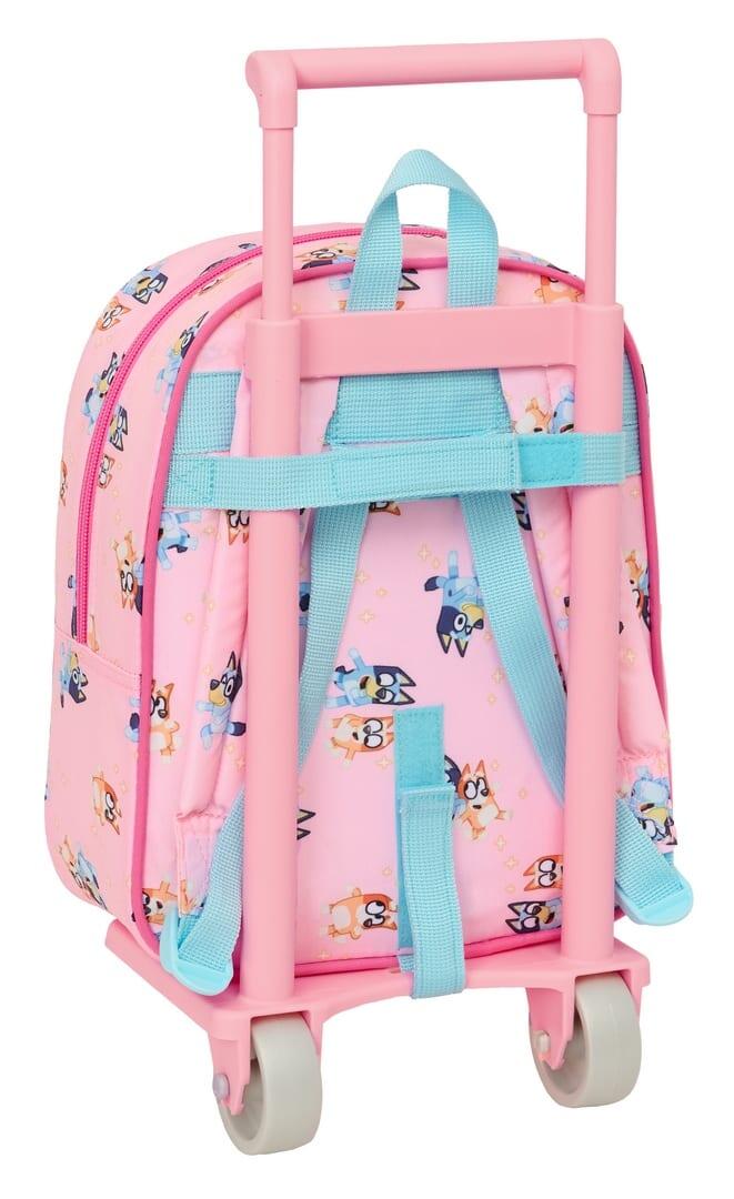 Mochila escolar infantil Bluey Dance com rodas e alça telescópica, rosa. 2/3