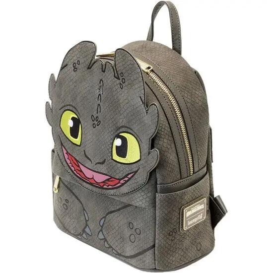 Mochila infantil Toothless em poliuretano com alças ajustáveis, cinza. 3/4