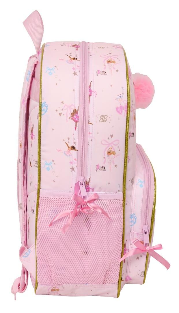 Mochila Escolar Infantil Barbie Ballet, Adaptável a Carrinho com Bolso, Rosa 3/3