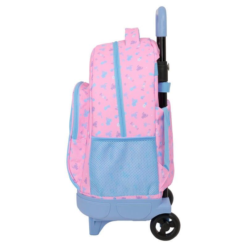 Mochila infantil Stitch com rodinhas e bolso frontal removível - Rosa 3/3