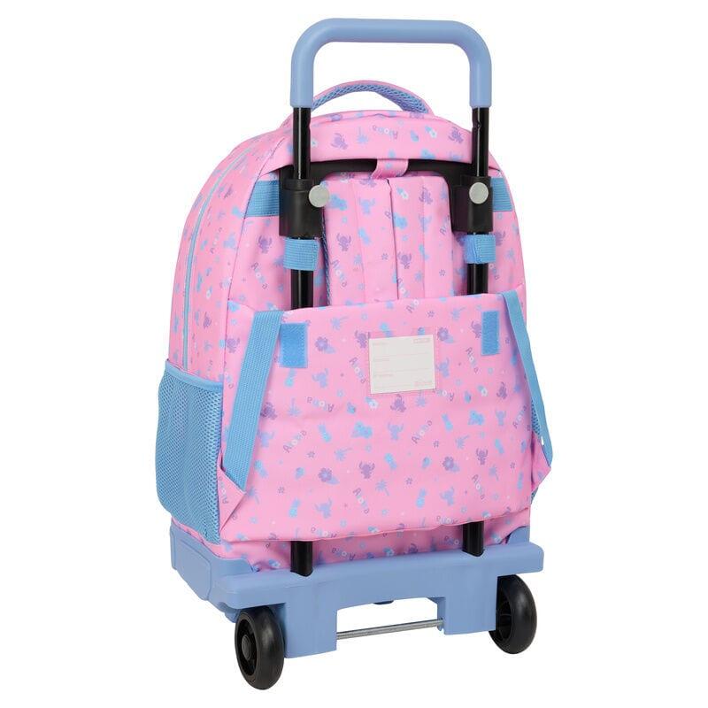 Mochila infantil Stitch com rodinhas e bolso frontal removível - Rosa 2/3