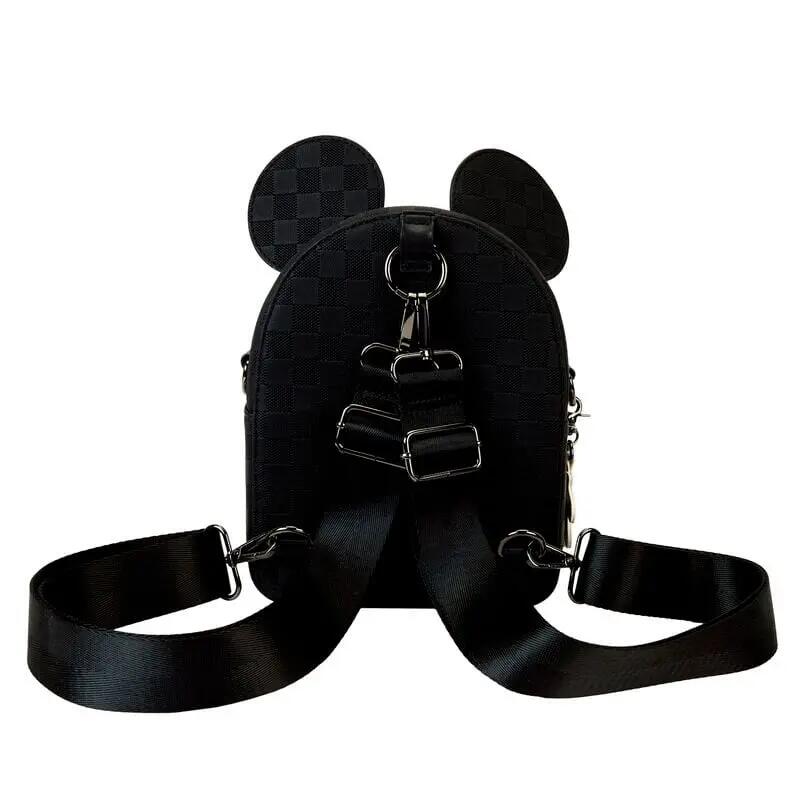 Mickey Mouse Rucksack für Erwachsene mit Vordertasche, schwarzes veganes Leder 3/4