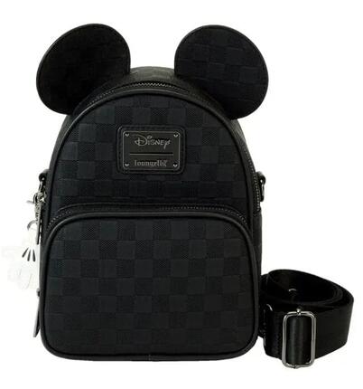 Sac à dos Mickey Mouse pour adulte avec poche avant, en cuir végan noir