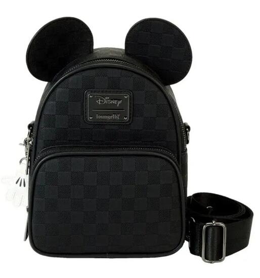 Sac à dos adulte Mickey Mouse avec poche avant, en cuir végan noir