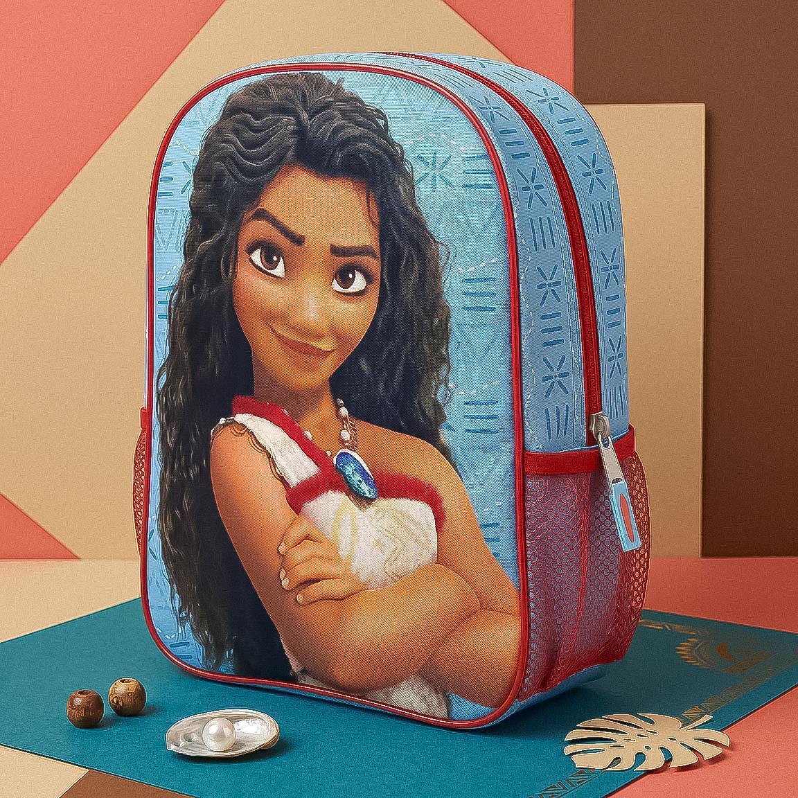 Mochila infantil Moana 3D feita de poliéster e EVA com alças ajustáveis, azul 6/6
