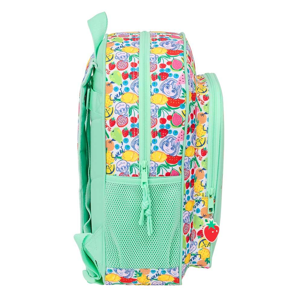 Mochila infantil Dora adaptável a carrinhos com bolso frontal, verde menta. 3/3