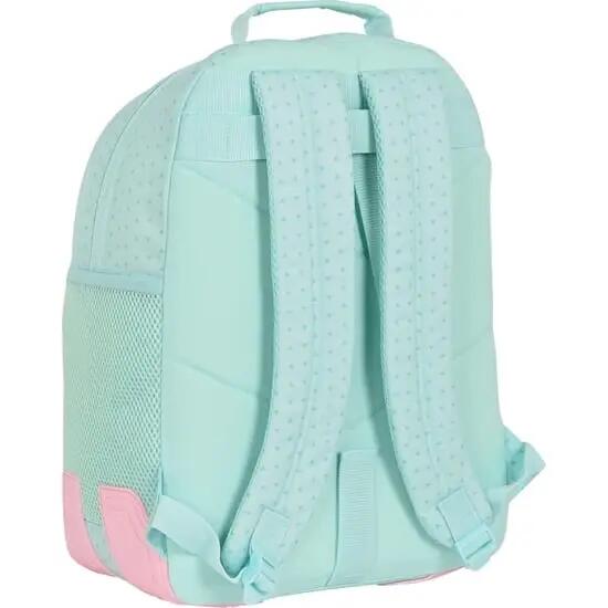 Mochila escolar infantil Enjoy, adaptável a carrinhos, com porta-garrafa verde. 2/3