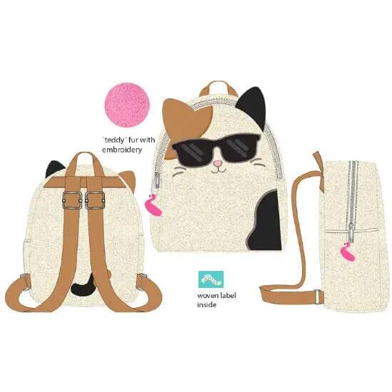 Mochila de pelúcia Squishmallows para crianças com bordado e zíper, bege. 2/3