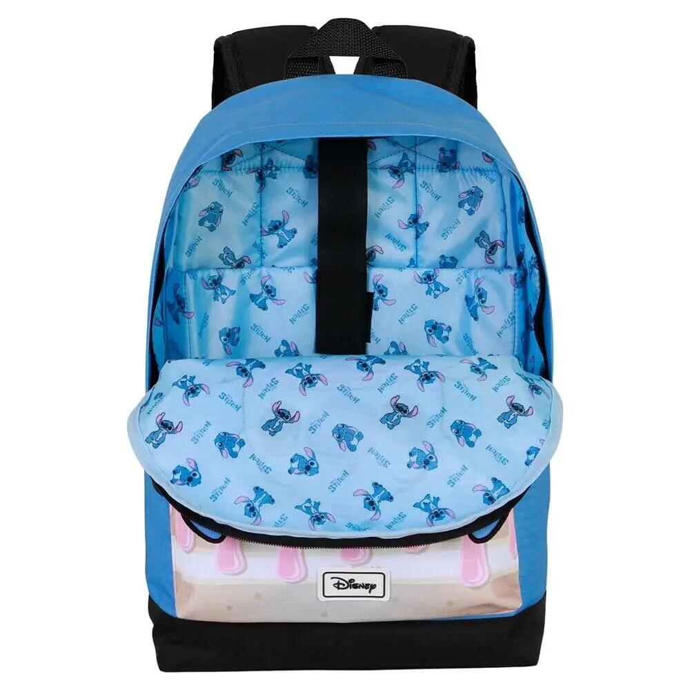 Zaino scolastico per bambini Stitch con tasca frontale, 44 cm, blu e rosa 3/4