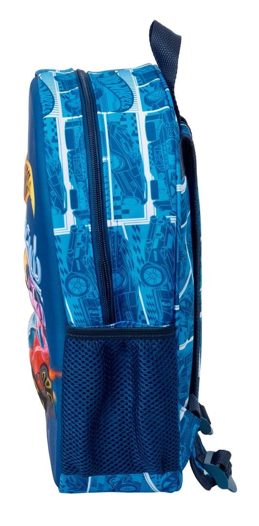 Mochila escolar infantil Hot Wheels 3D com porta-garrafa - Azul 3/3