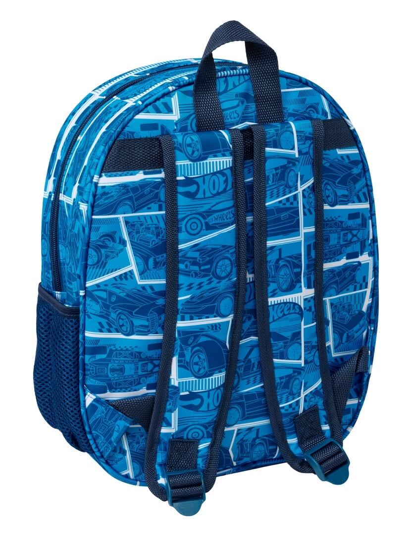 Mochila escolar infantil Hot Wheels 3D com porta-garrafa - Azul 2/3