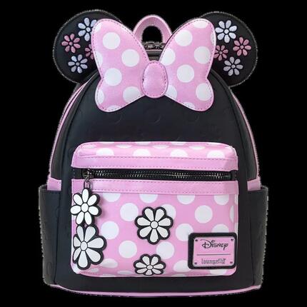 Sac à dos Minnie Mouse pour adulte avec poche avant, en cuir végétalien, rose
