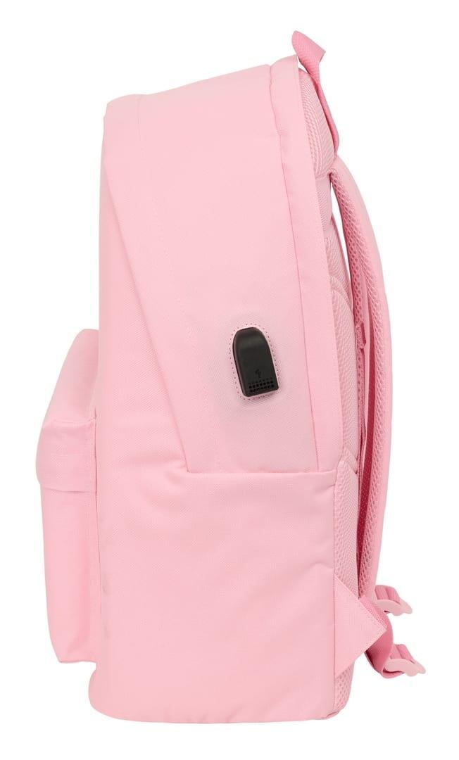 Mochila para laptop Spagnolo para adultos com USB e bolso frontal, rosa. 3/6