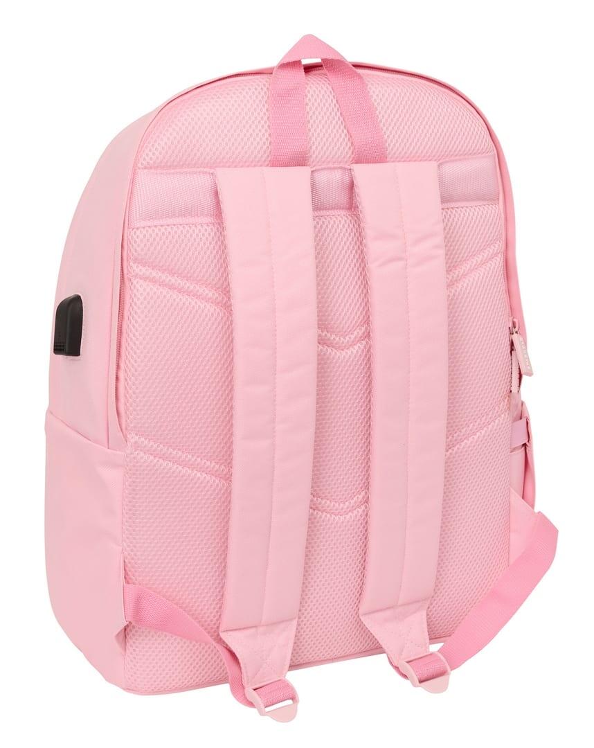 Mochila para laptop Spagnolo para adultos com USB e bolso frontal, rosa. 2/6