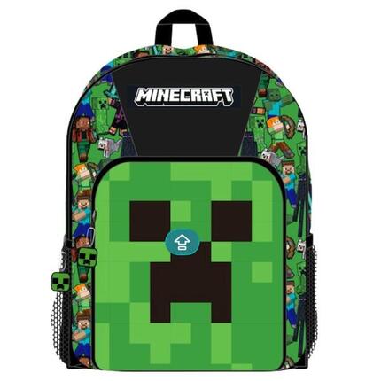 Sac à dos scolaire Minecraft pour enfants avec roulettes et porte-bouteille