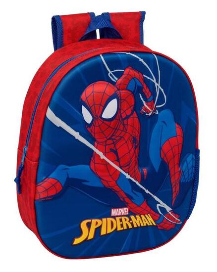 Zaino per bambini Spiderman 3D con portaborraccia e maniglie imbottite - Blu