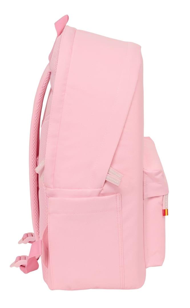 Mochila para laptop Spagnolo para adultos com USB e bolso frontal, rosa. 4/6