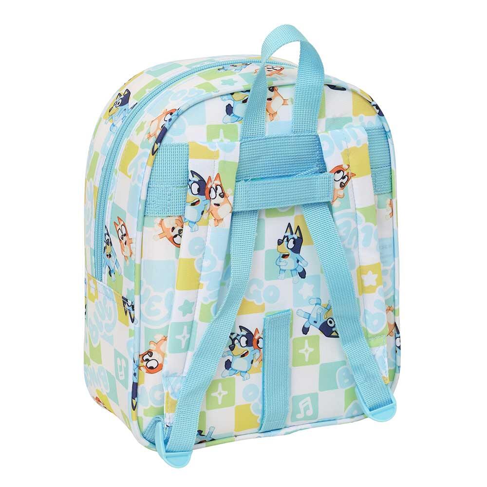 Mochila infantil Bluey para berçário, adaptável a carrinho com zíper, azul claro 2/3
