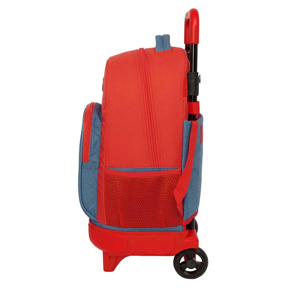 Mochila escolar infantil Super Mario com rodinhas e bolso frontal - Vermelha 3/3