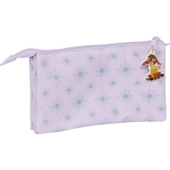 Astuccio triplo Wish per bambini con 3 scomparti e cerniere, colore lilla 2/3
