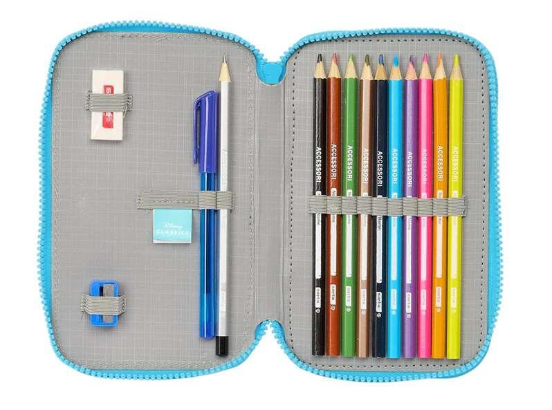 Trousse Stitch Triple pour enfants, 36 crayons et 3 compartiments, lilas 3/4
