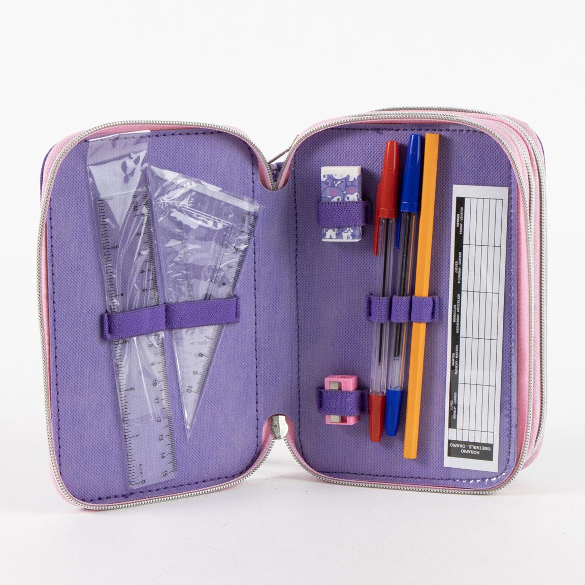 Trousse Kuromi pour enfants avec accessoires, 2 compartiments, polyester, violet 3/6