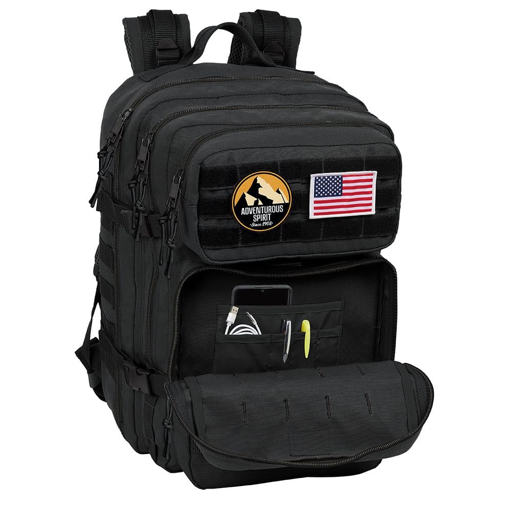 Mochila militar para adultos com compartimento para laptop de 15,6", preta. 5/7