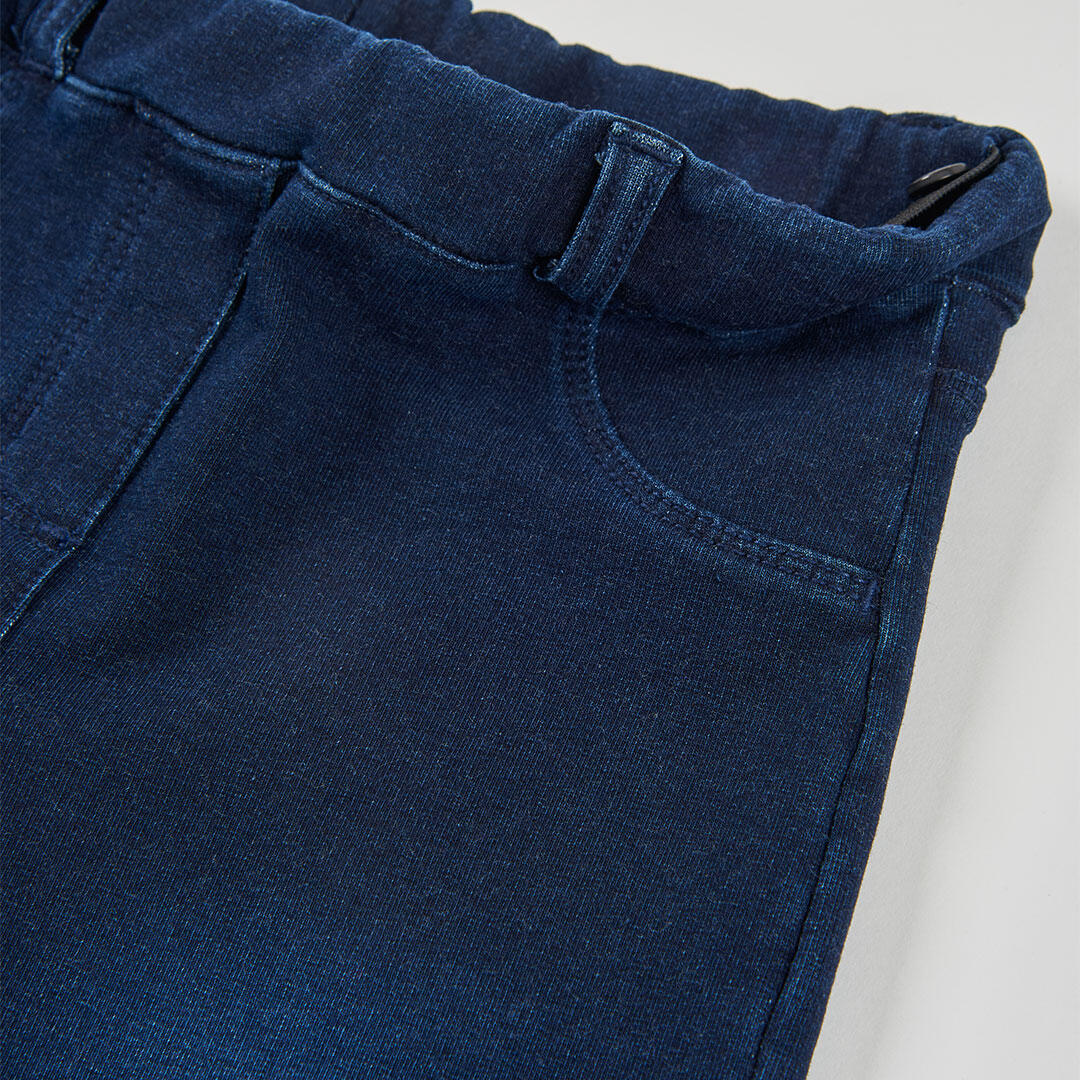 Pantalón niña felpa denim azul marino 3/4