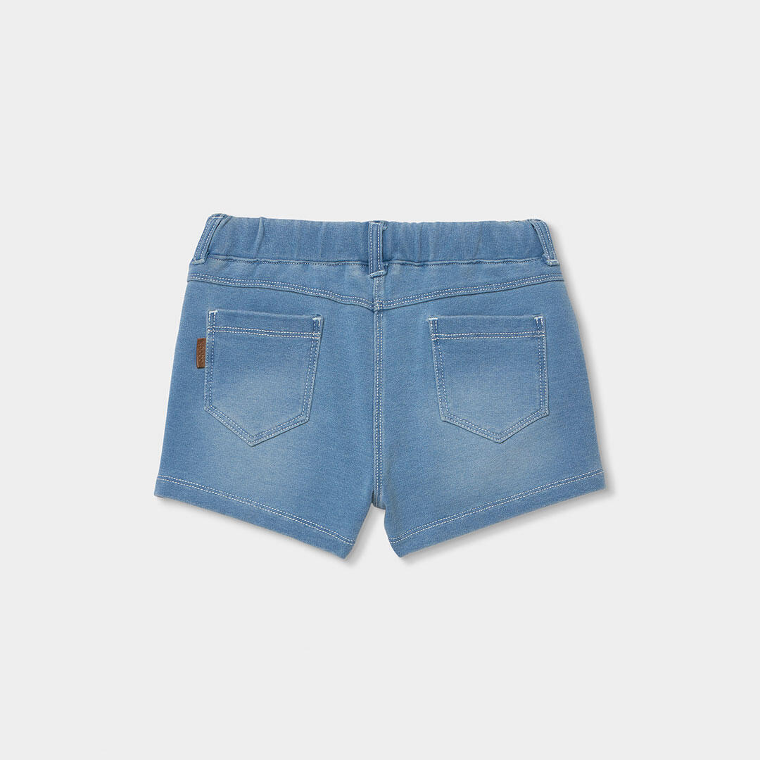 Pantalón corto de felpa en color denim bleach para niña 2/4