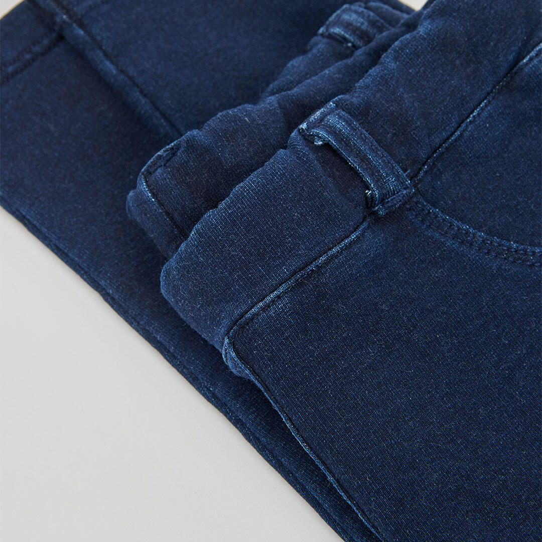 Pantalón niña felpa denim azul marino 4/4