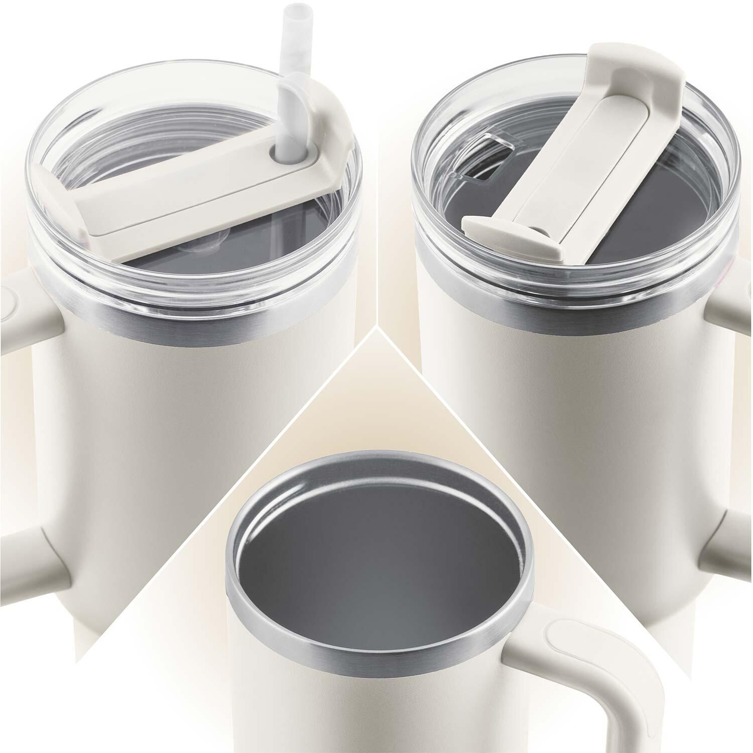 Termos próżniowy kubek ze słomką 1180 ml Berdsen kremowy 4/5