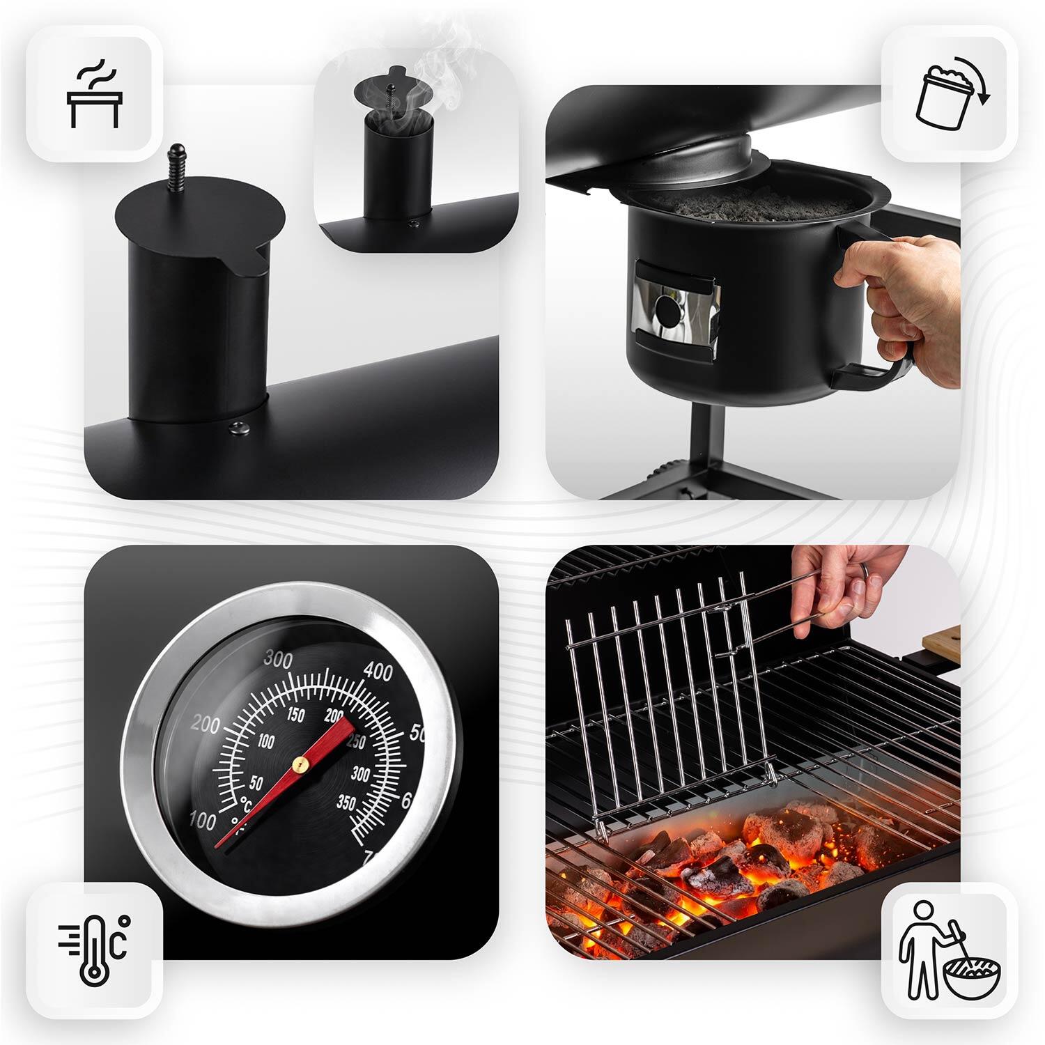 Grill węglowy ogrodowy beczka z kominem półki 4/7