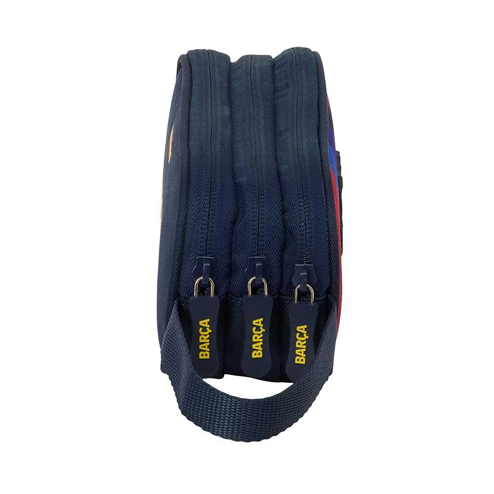 Astuccio triplo FC Barcelona per bambini con 3 scomparti e manico blu navy 3/3