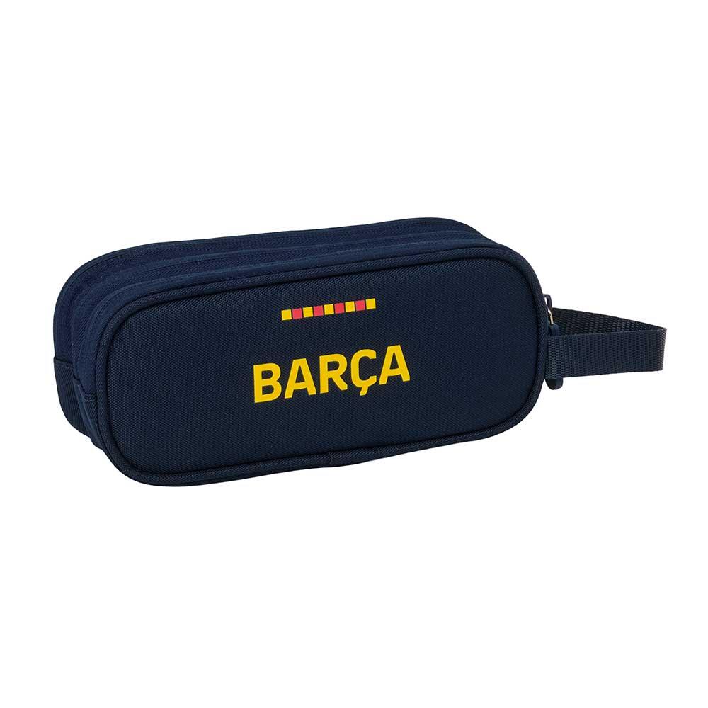 Astuccio triplo FC Barcelona per bambini con 3 scomparti e manico blu navy 2/3