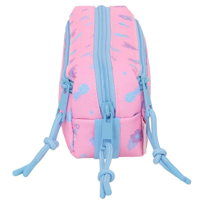 Astuccio per bambini Stitch con 3 scomparti e cerniera, 22 cm, rosa 3/4