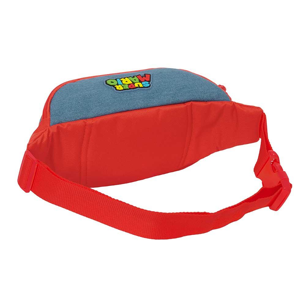 Marsupio bambino Super Mario con cerniera e tasca frontale blu e rossa 2/3