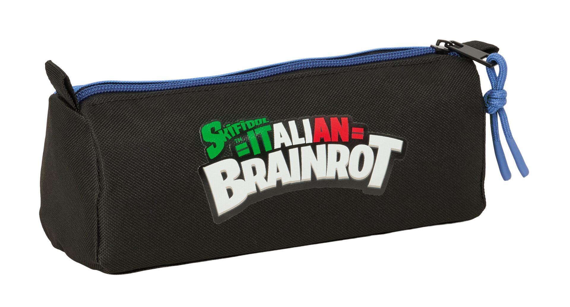 Astuccio triplo Brainrot per bambini con elastico, 22 cm, nero 2/3