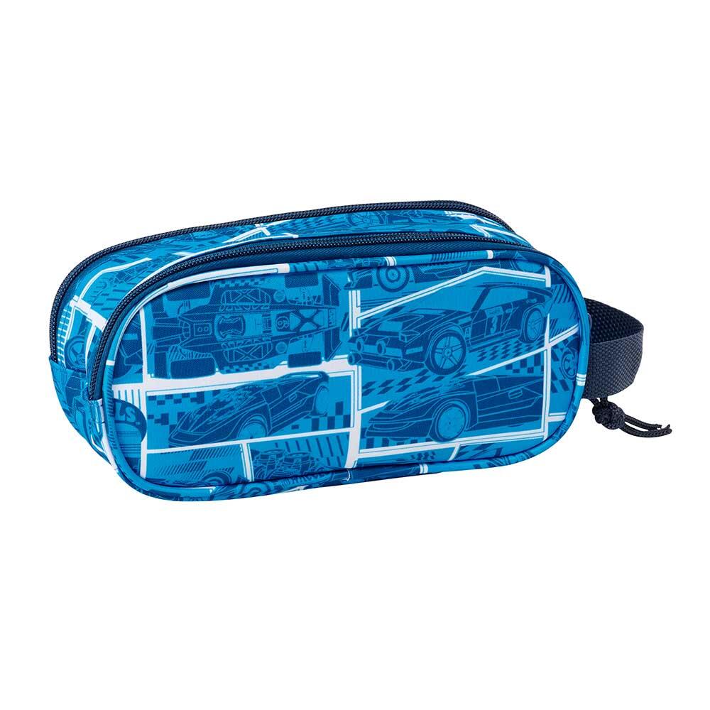 Astuccio doppio Hot Wheels 3D per bambini con cerniera e maniglia - Blu 2/3