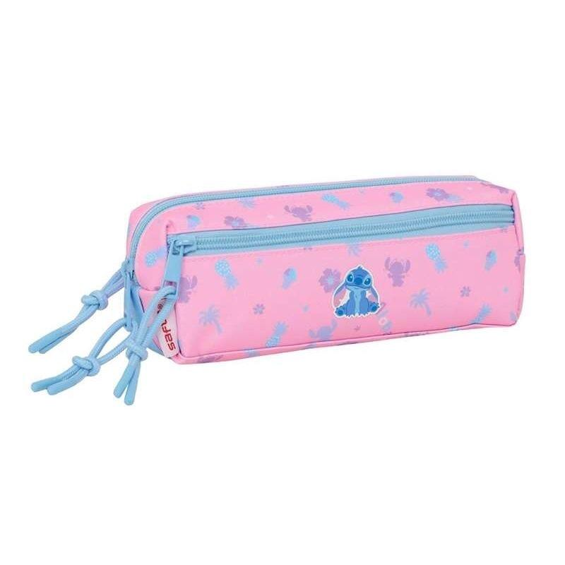 Astuccio per bambini Stitch con 3 scomparti e cerniera, 22 cm, rosa 2/4