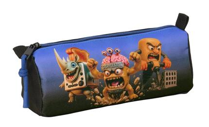 Brainrot Dreifach-Federmäppchen für Kinder mit Gummiband, 22 cm, Schwarz