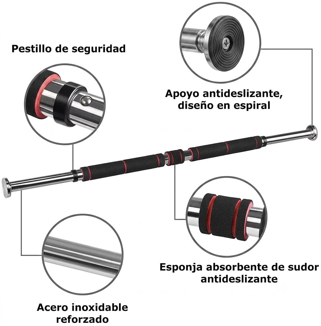 Barra Dominadas de Puerta Ajustable 80-130 cm Calistenia 3/4