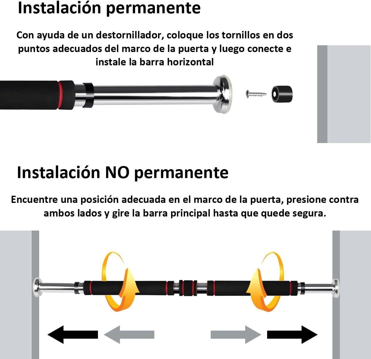 Barra Dominadas de Puerta Ajustable 80-130 cm Calistenia 2/4