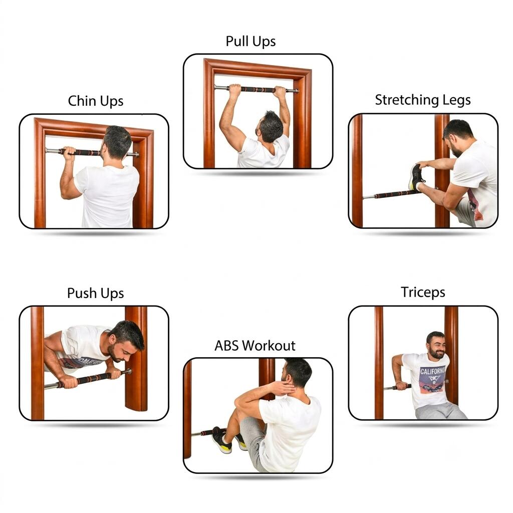Barra Dominadas de Puerta Ajustable 80-130 cm Calistenia 4/4