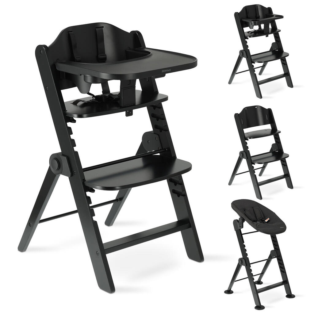Odin Luxe High Chair with Bouncer - Black/Dark Grey