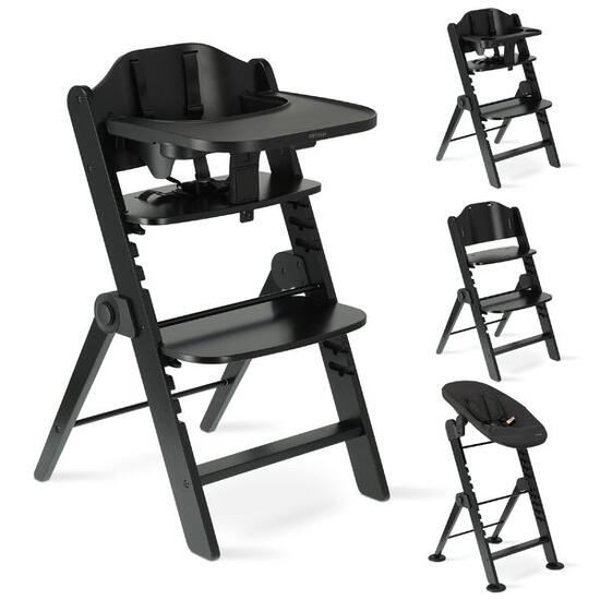 Chaise Haute Odin Luxe avec Transat - Noir/Gris Foncé