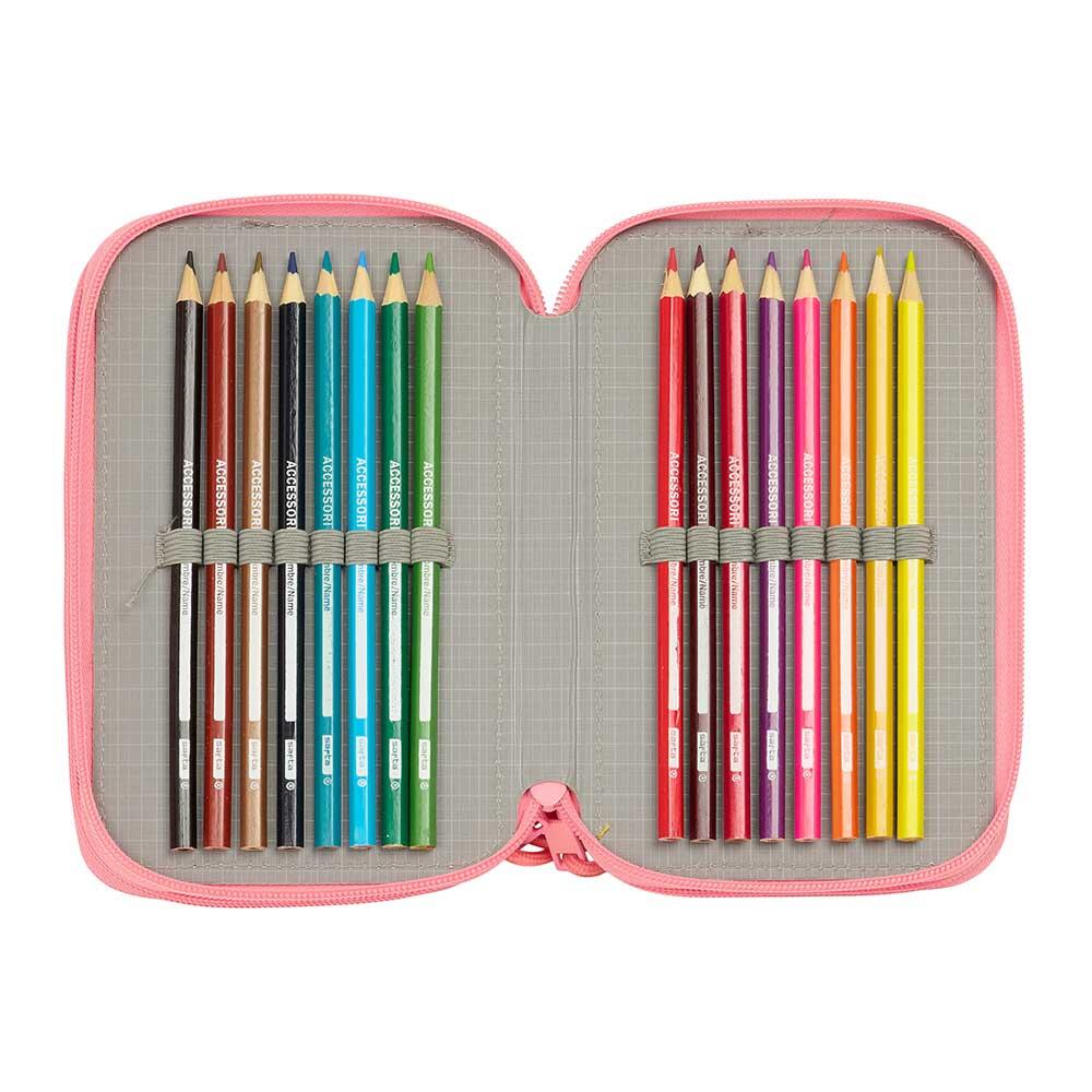 Astuccio triplo Vaiana per bambini con 37 pezzi e cerniera turchese 5/6